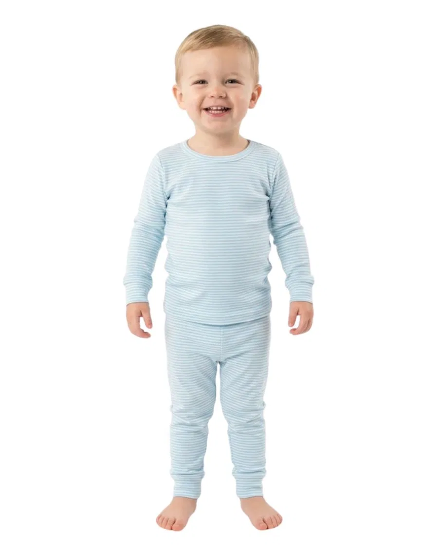 Пижамный комплект с длинным рукавом Seaside Stripe Motette, Soft Blue And White Stripes