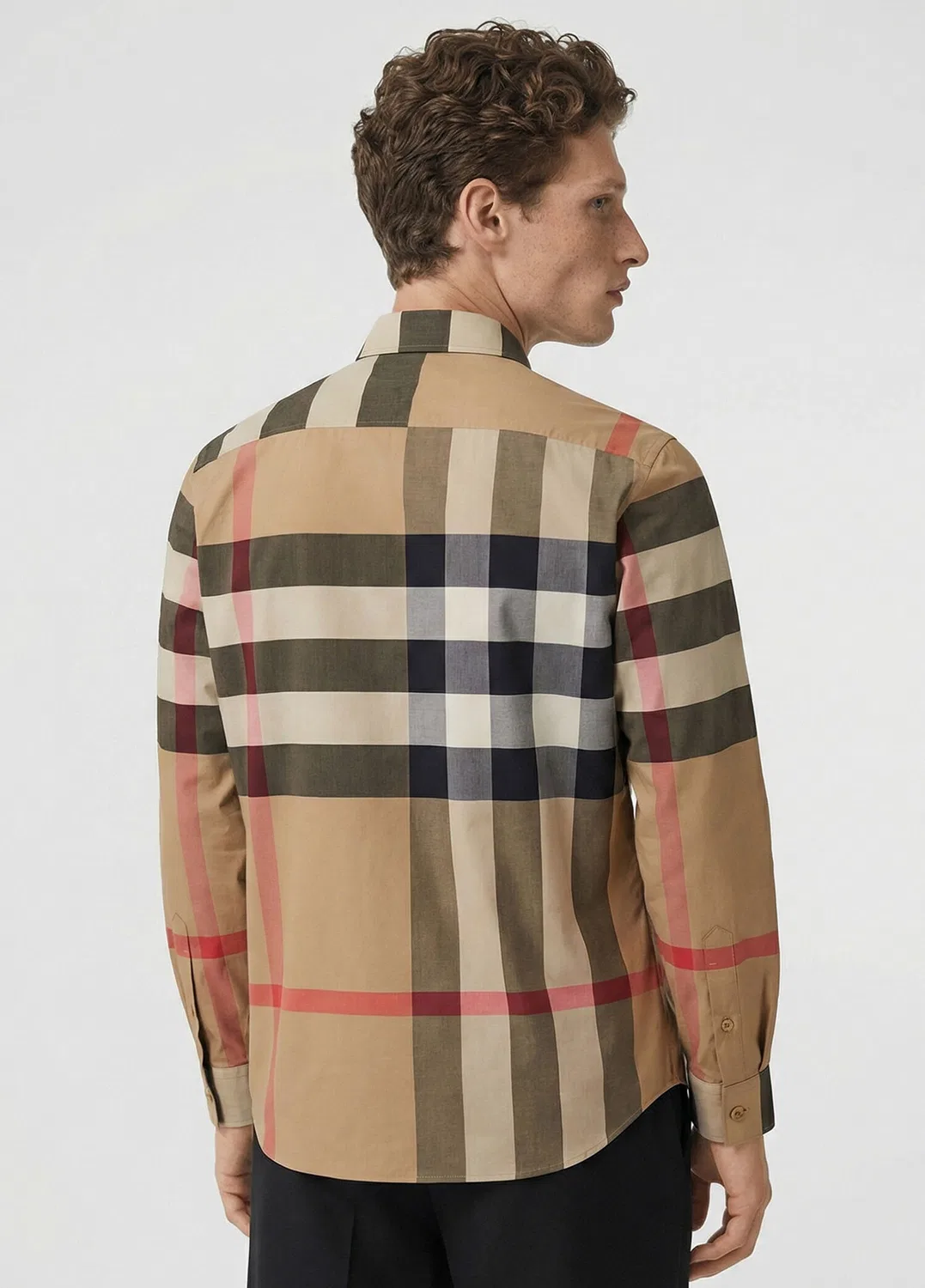 Рубашка Burberry Somerton Stretch Cotton Poplin, мужская, бежевый — фото 3