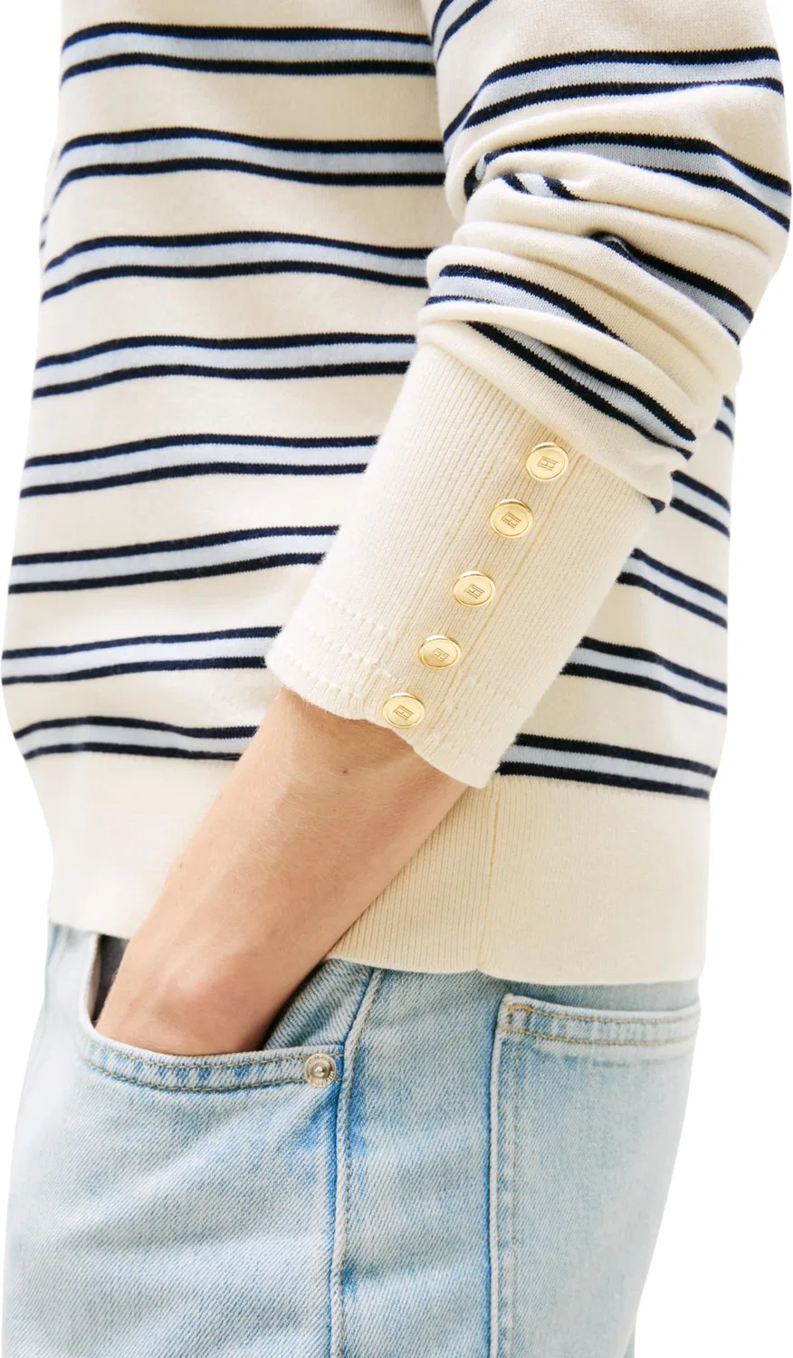 Женский джемпер с V-образным вырезом Tommy Hilfiger, Beige (Calico/Dark N Navy/Blue Stp) — фото 4