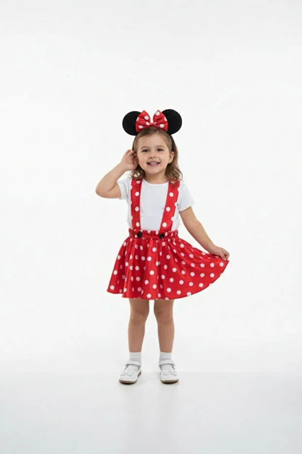 Детское платье для девочек с принтом Minnie Mouse Casual Dress & Crown Set Cutiecase, Red