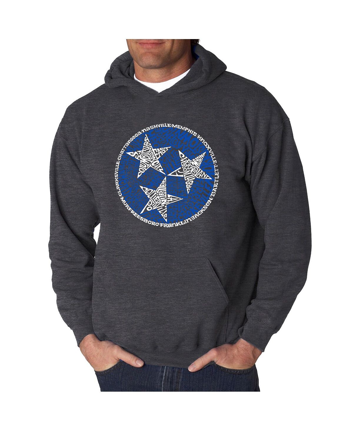 

Мужская толстовка с капюшоном tennessee tristar word art LA Pop Art, серый