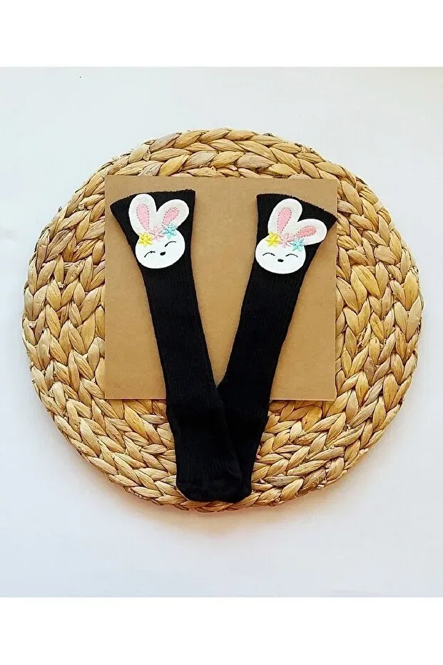Детские носки для девочек с зайчиком Asa Bebek Çocuk, Black