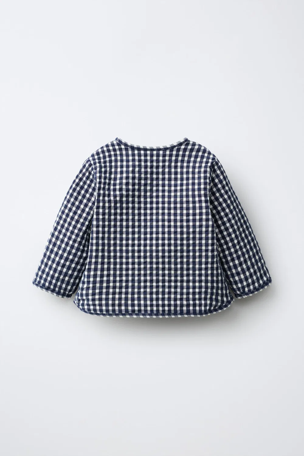 Пуховик в клетку ZARA, Navy blue — фото 2