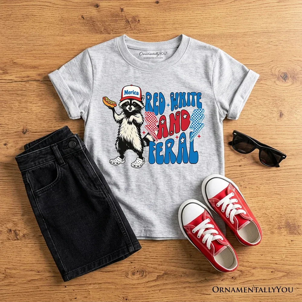Детская футболка с принтом Wild Raccoon American Graphic OrnamentallyYou, Sport Grey