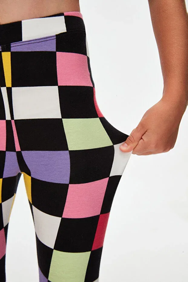 Детские леггинсы для девочек с принтом Op Art Checkers Lovetti, Patterned — фото 4