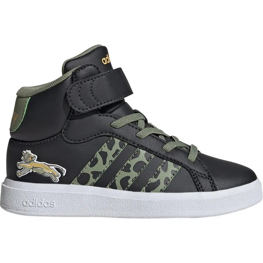 Кроссовки детские с принтом Lion King Grand Court Mid adidas, Серо-зеленый — фото 2