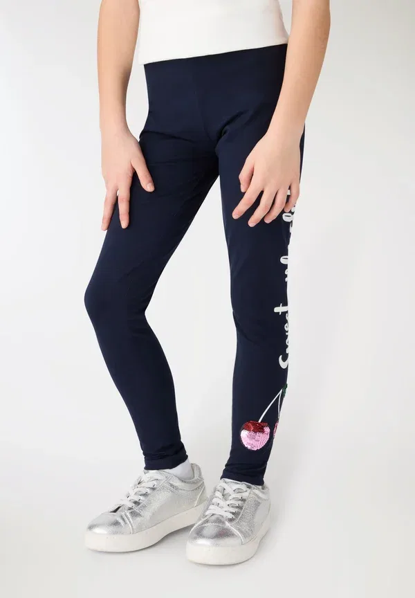 Леггинсы с пайетками, хлопок, Con applicazioni paillettes - leggings - trousers Terranova, blu scuro, синий — фото 2
