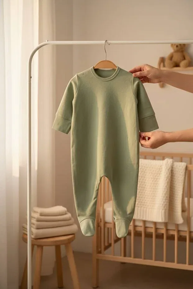 Детский комбинезон для новорожденных хлопковый набор из 2 предметов Soft harmony romper set of 2 organic cotton soft textured daily baby romper set The Nest Kids, Green — фото 3