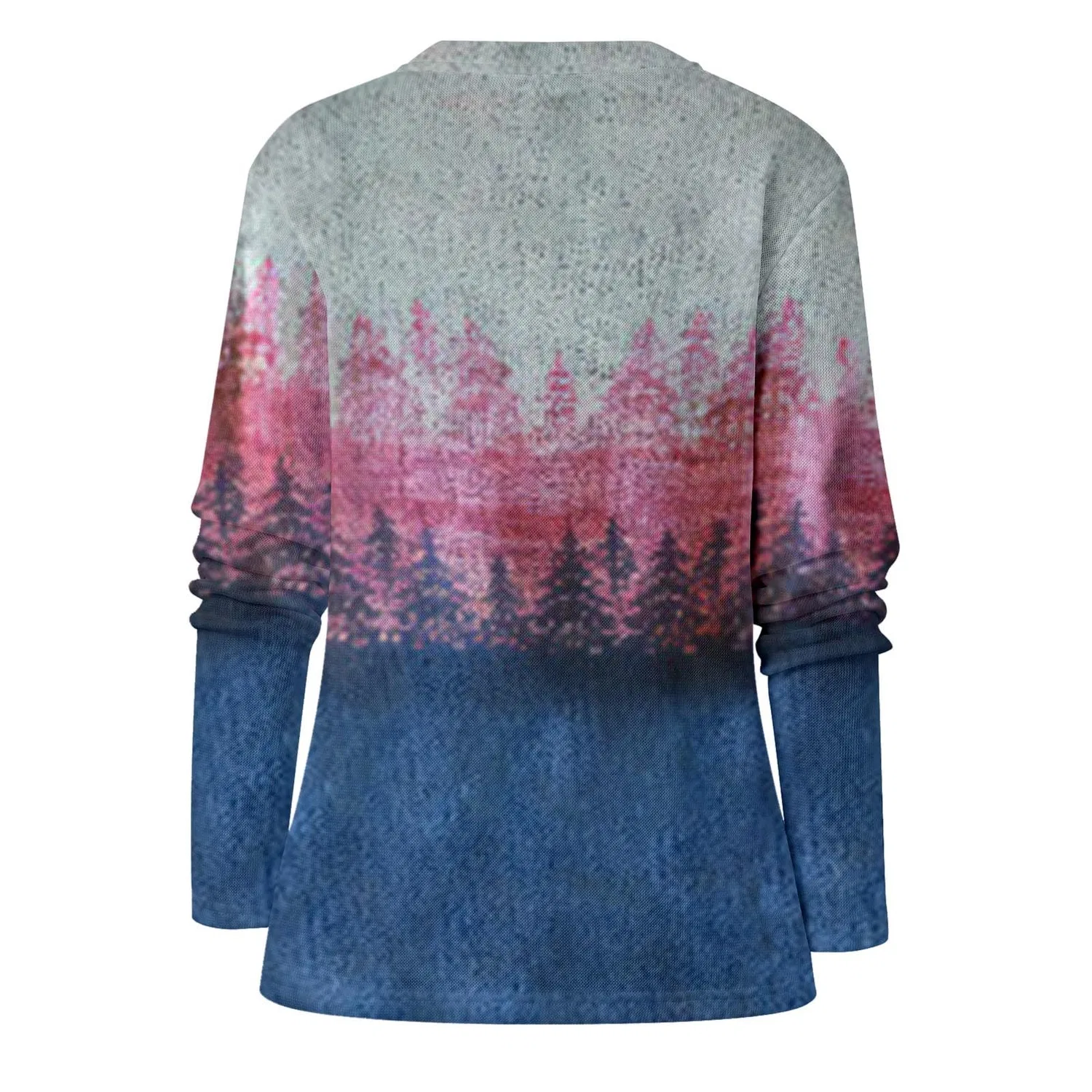 Женский теплый свитшот с принтом горы с длинным рукавом, A-light Pink — фото 4
