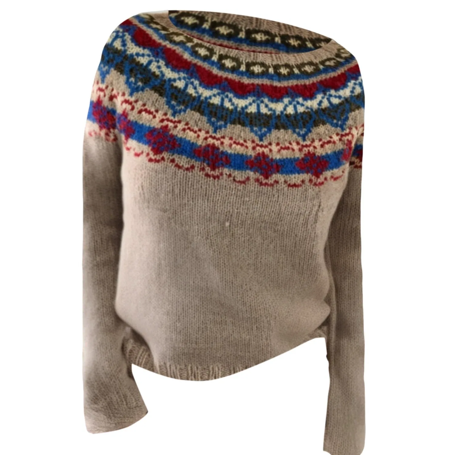 Женский свитер с принтом Fairisle, Dark Khaki — фото 4