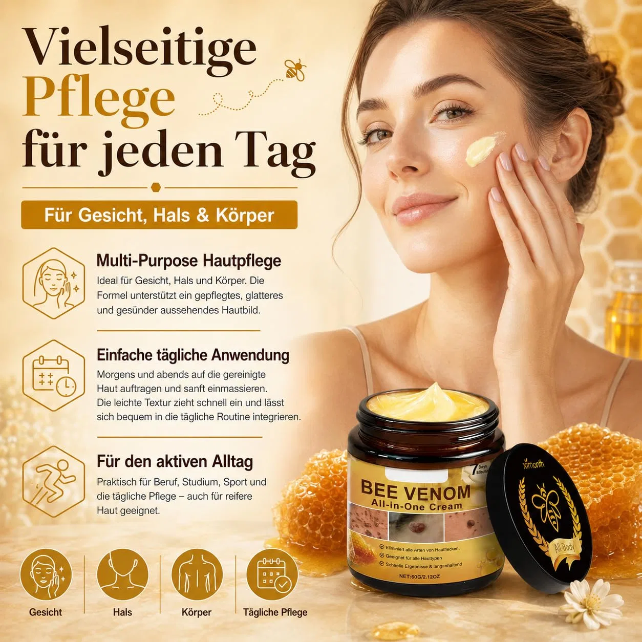 Крем для тела Bee Venom, SNOCKOO, 60 г, упаковка 2 шт. — фото 3