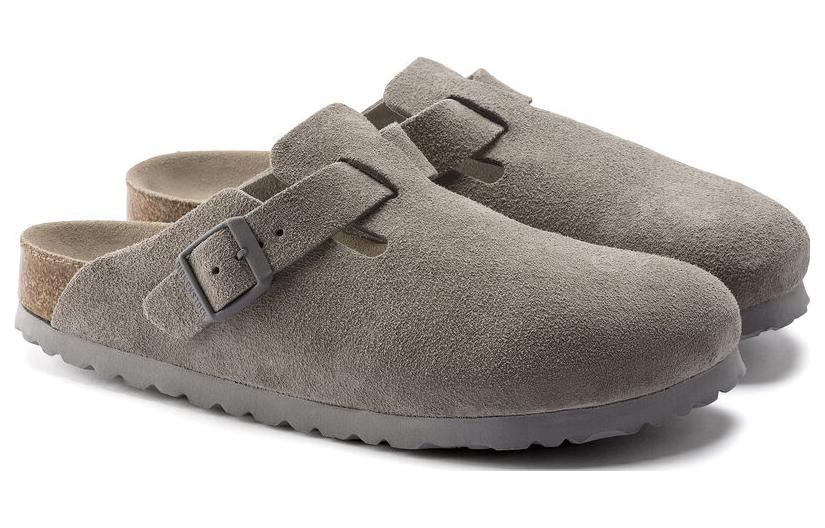 Мюли Birkenstock Boston Soft Footbed Suede унисекс, серый — фото 3