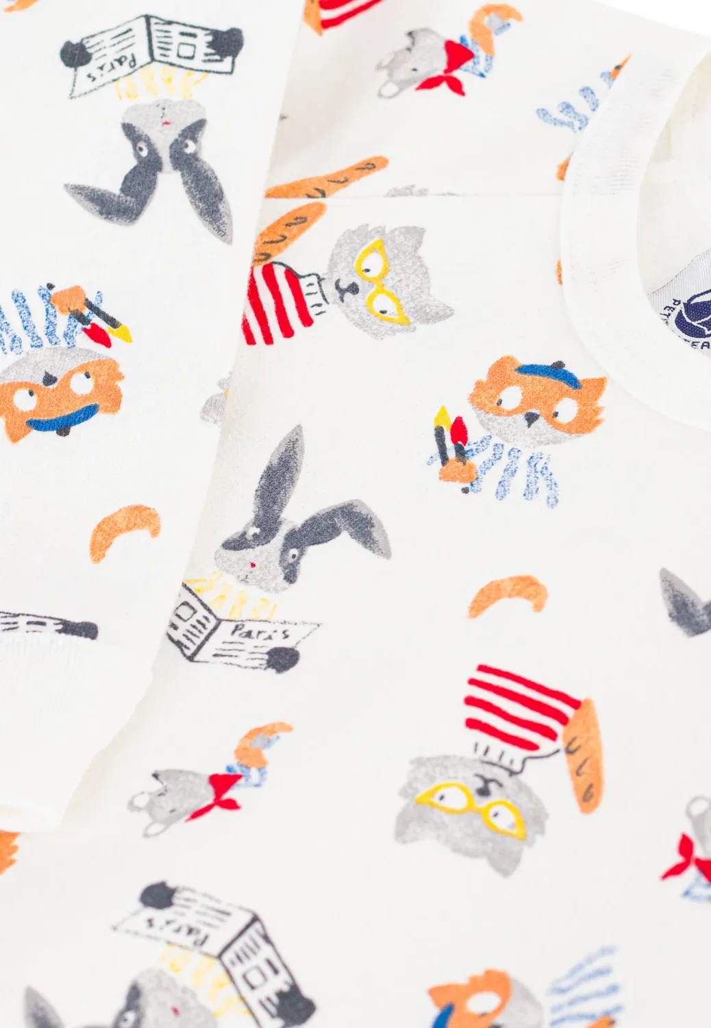 Детская флисовая пижама с животным принтом, унисекс - пижама Petit Bateau, Marshmallow Multico — фото 3