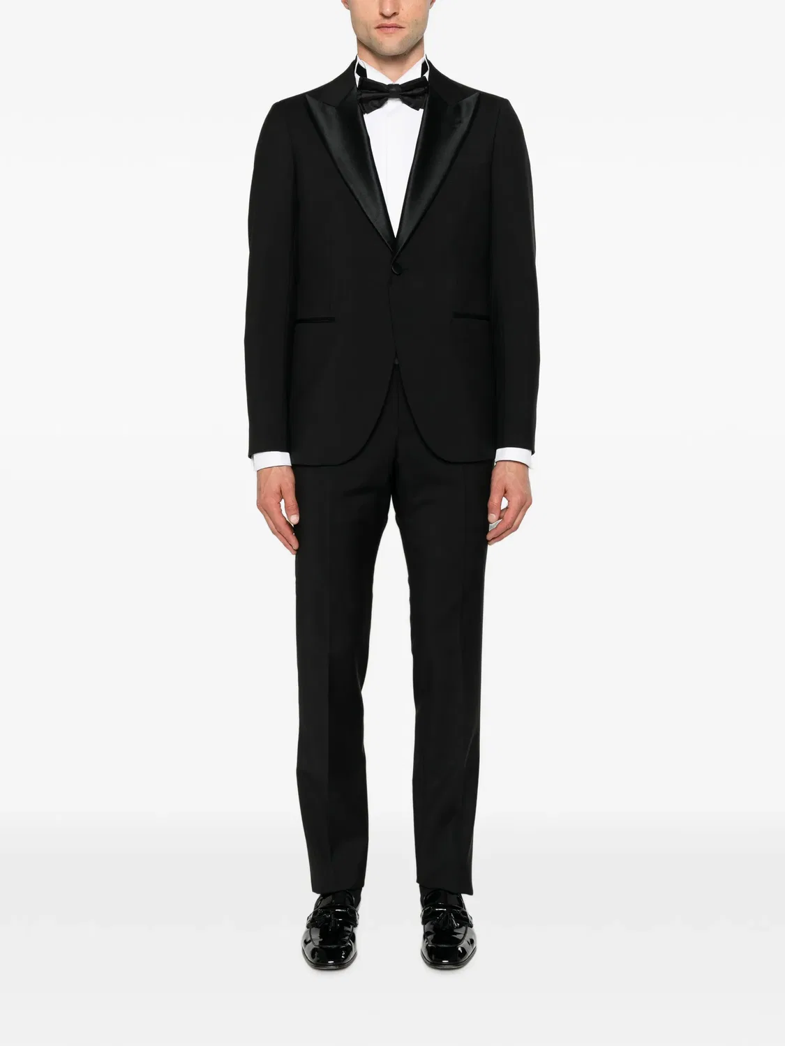 Emporio Armani Костюм с пиковыми лацканами, атласная отделка - черный — фото 4