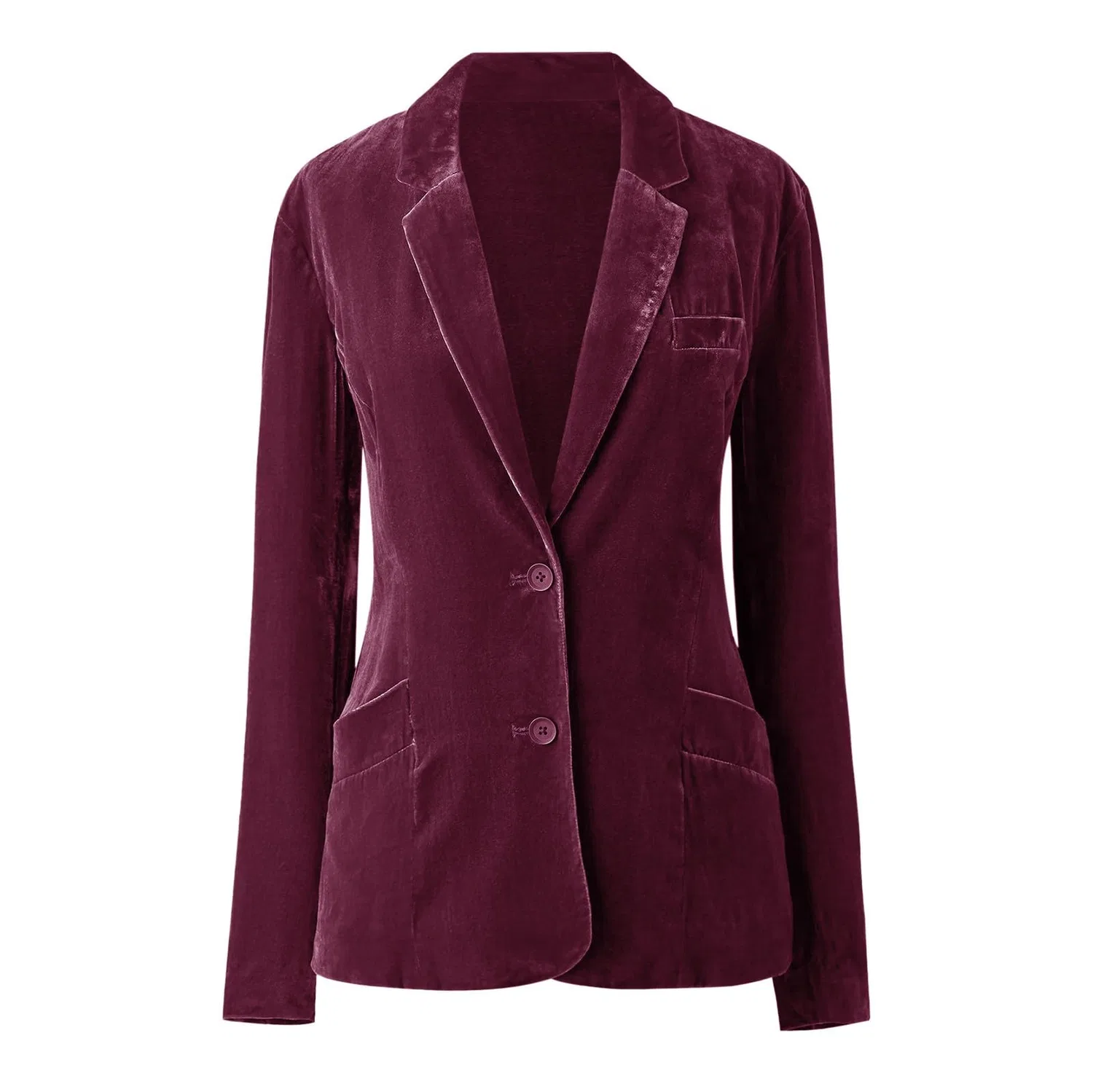 Женский блейзер с лацканами и пуговицами Velvet Blazer for Women, Wine — фото 3
