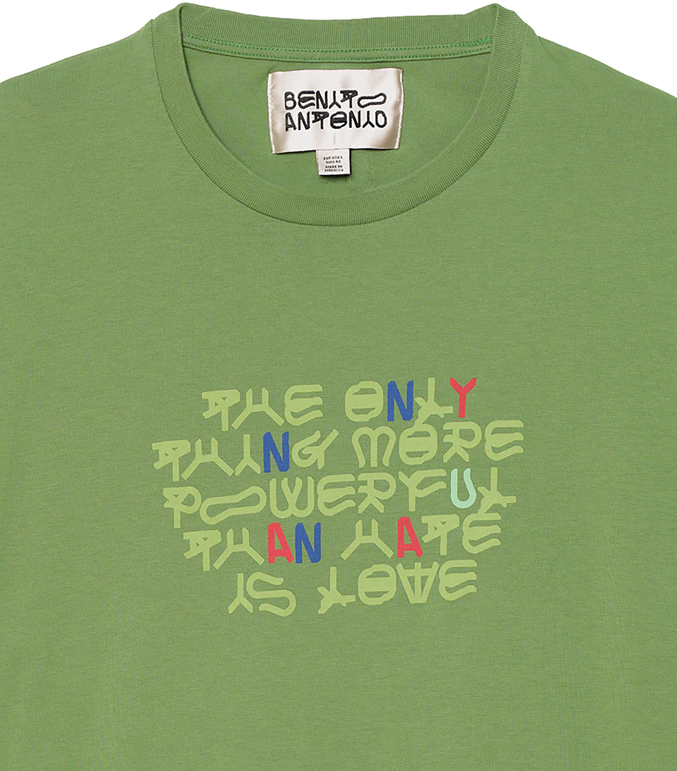 Футболка Zara Benito Antonio Collection Cropped Fit 'Amor' Slogan, зеленый — фото 4