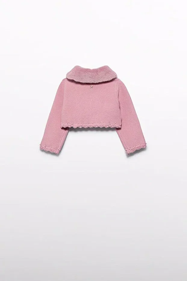 Детский кардиган для девочек с воротником-стойкой Abel&Lula girl's cardigan, Mayoral, Pink — фото 2