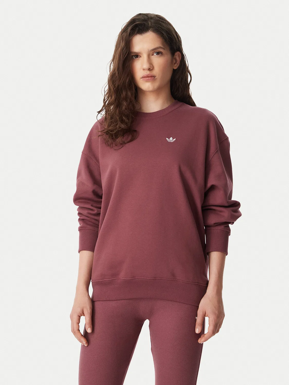 Женская толстовка стандартного кроя Essentials Crew Long Fleece Sweatshirt Adidas, коричневый