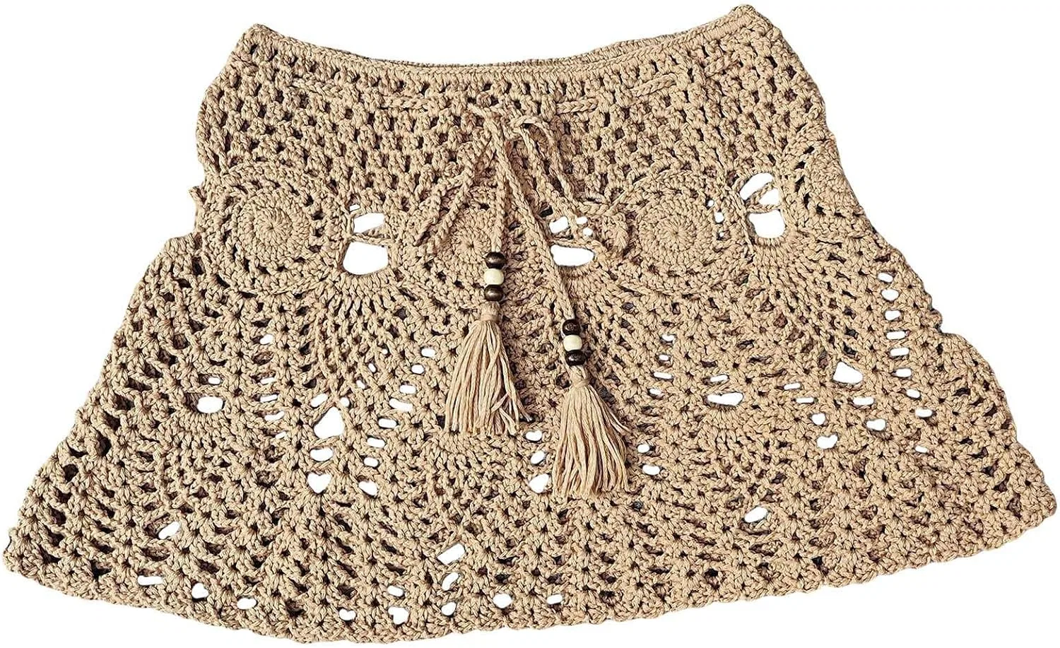 Женский вязаный пляжный юбка-купальник Fishnet, Khaki — фото 3
