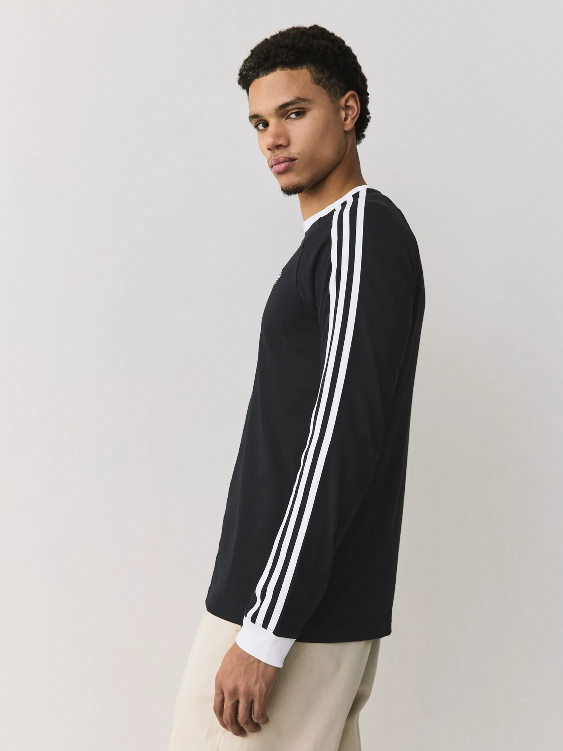 Футболка с длинным рукавом, 3-полоски, Adidas Originals, черный — фото 3