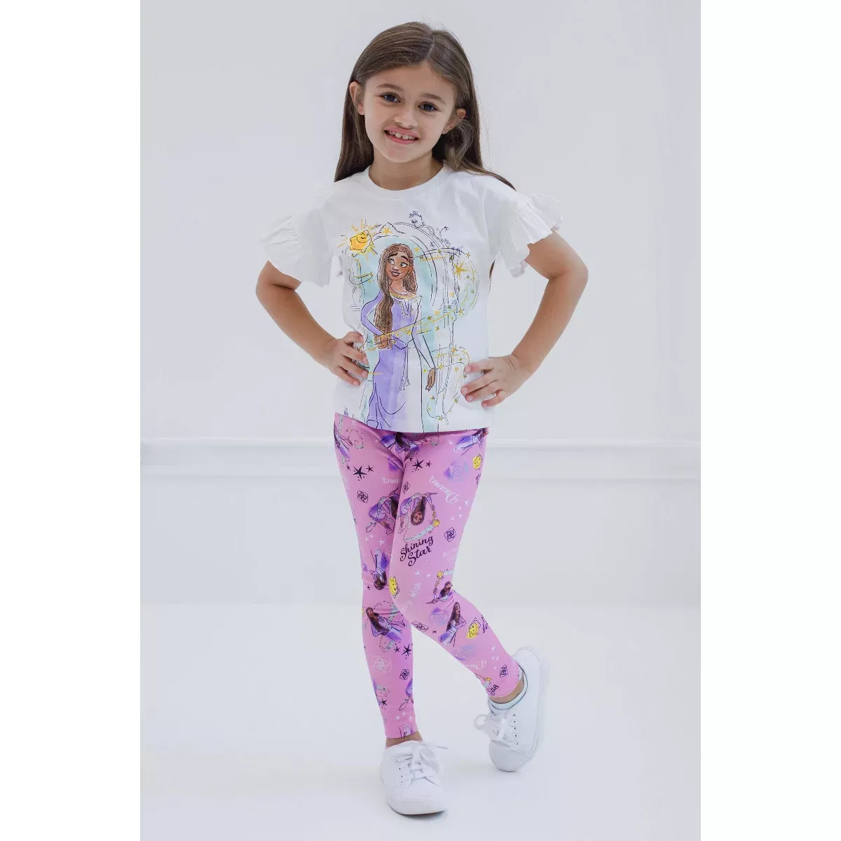 Детский комплект футболки и леггинсов с принтом Disney Wish Asha Star, Disney, Purple — фото 2