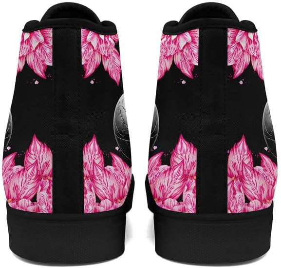 Крутые индивидуальные кроссовки Skull High Tops из холщовой ткани для мужчин и женщин, классические с шнуровкой, готический стиль, повседневные холщовые кроссовки Coolcustomize, Color22 — фото 4