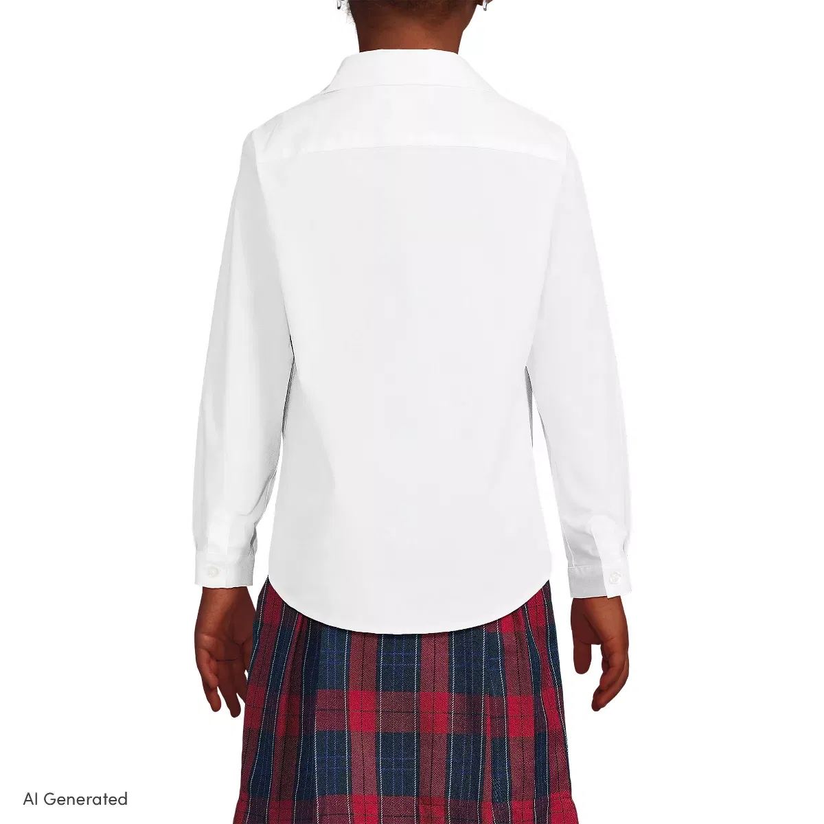 Детская рубашка для девочек с длинным рукавом Peter Pan Collar Broadcloth Lands' End, White — фото 2