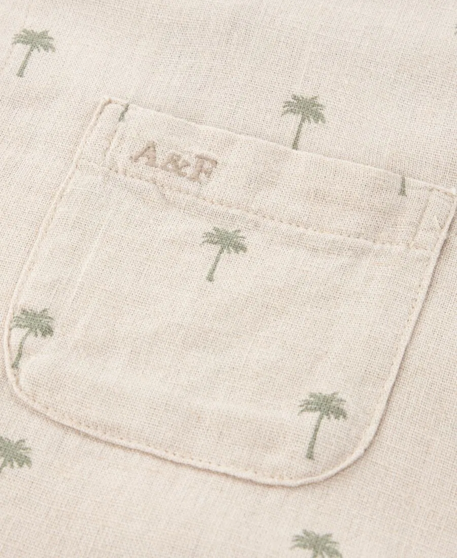 Детская рубашка с коротким рукавом из льна и вискозы, модель Camp Shirt abercrombie kids, Seagrass — фото 3