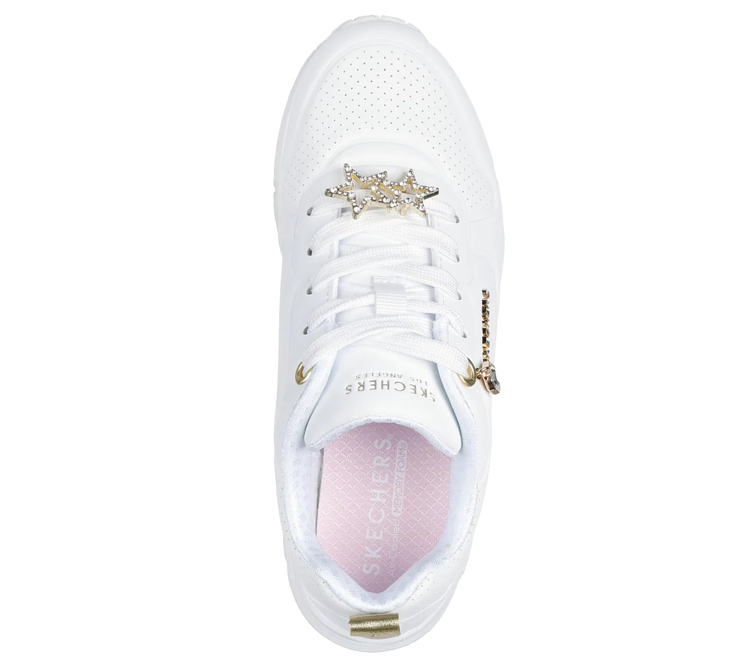 Детские кроссовки для девочек Skechers Uno Gen1 Trendy Jewels, White Synthetic Gold Trim — фото 3
