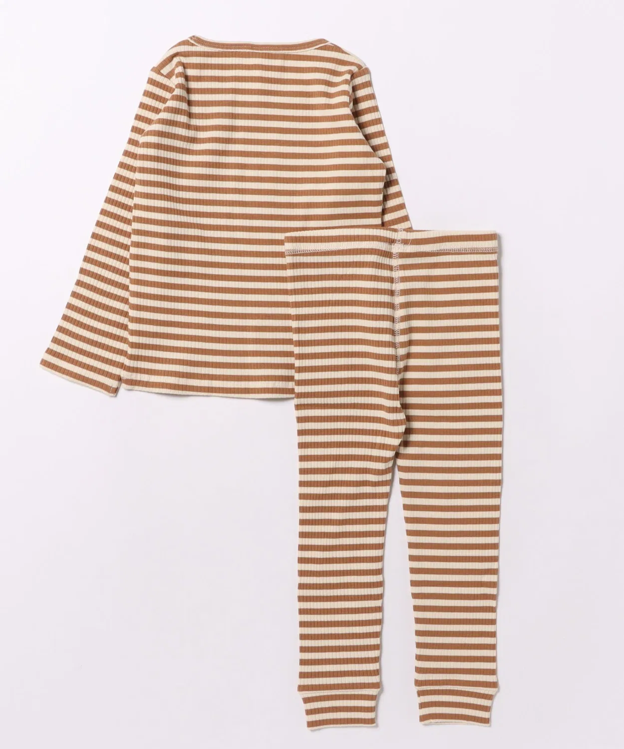 Детский комплект из лонгслива и леггинсов с принтом Cinnamon Stripe Quincy Mae, White/Brown — фото 2