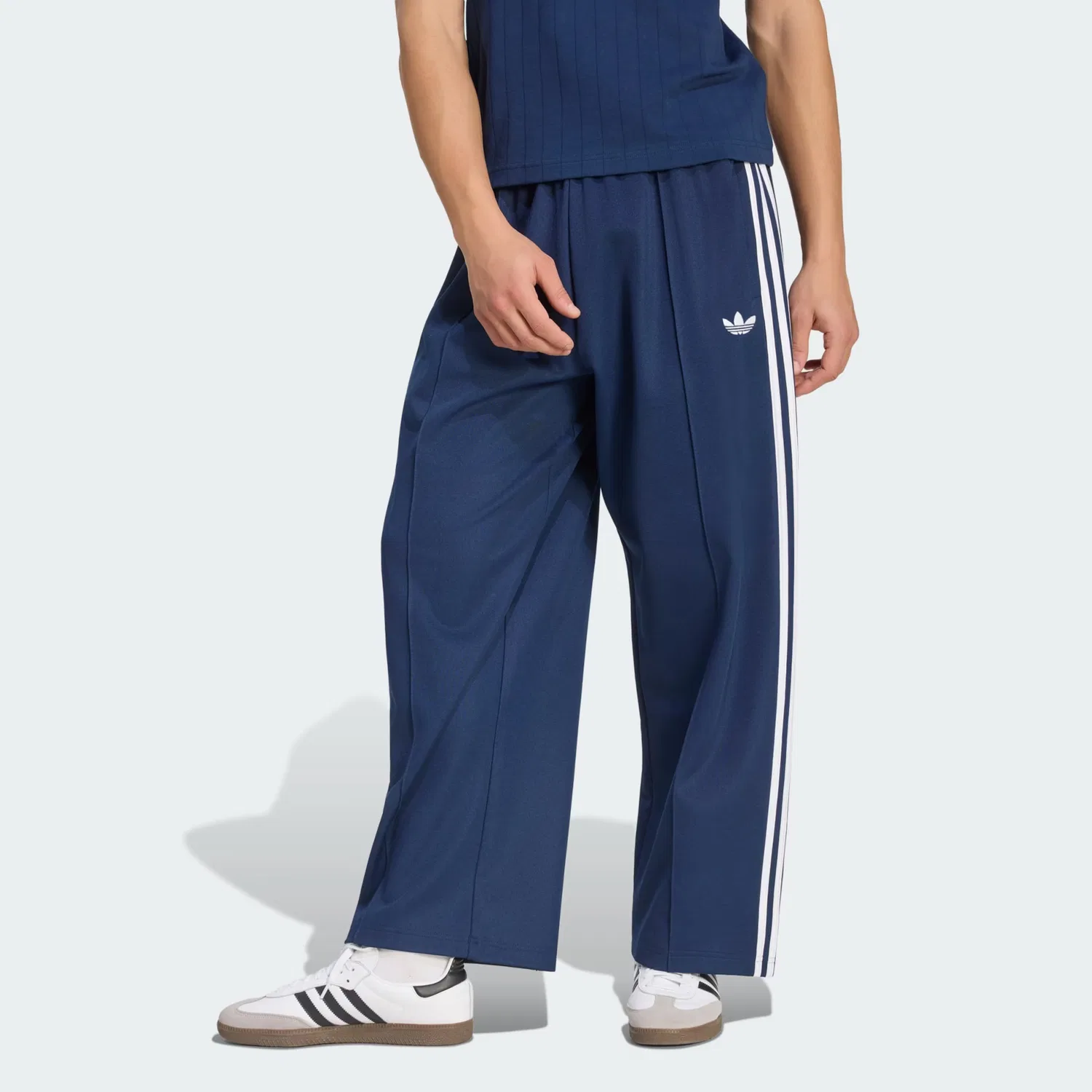 Брюки Adidas Originals с широкими штанинами, темно-синие — фото 2
