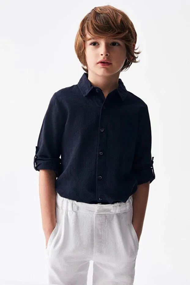 Детская рубашка для мальчиков с длинным рукавом Nk Kids, Navy Blue — фото 2