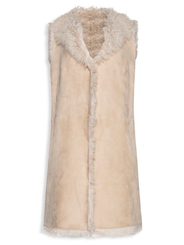 

Длинный Жилет WOLFIE FURS из овчины, sand cream, Серый, Длинный Жилет WOLFIE FURS из овчины, sand cream