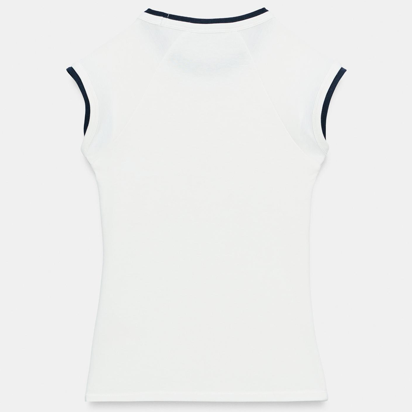 Футболка Zara Double Short Sleeve Effect, устрично-белый — фото 4