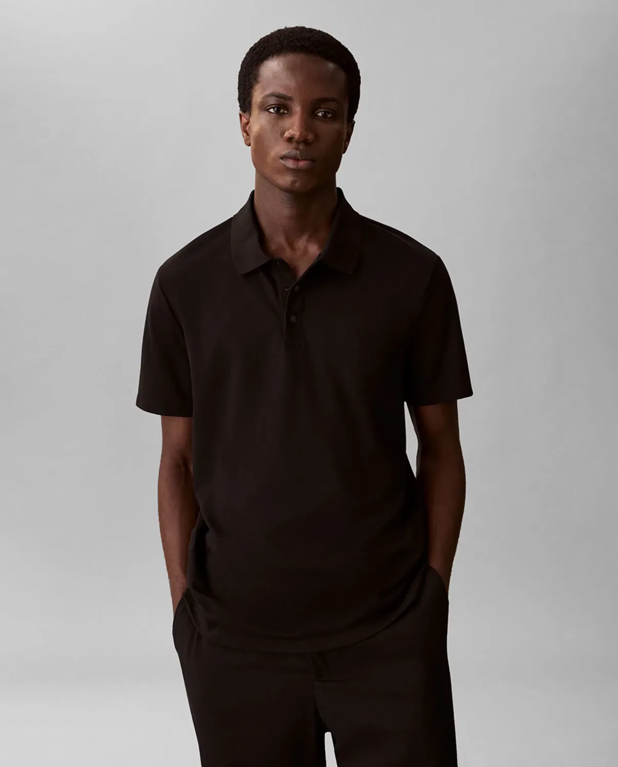 Мужское поло из технического интерлока Calvin Klein, Negro