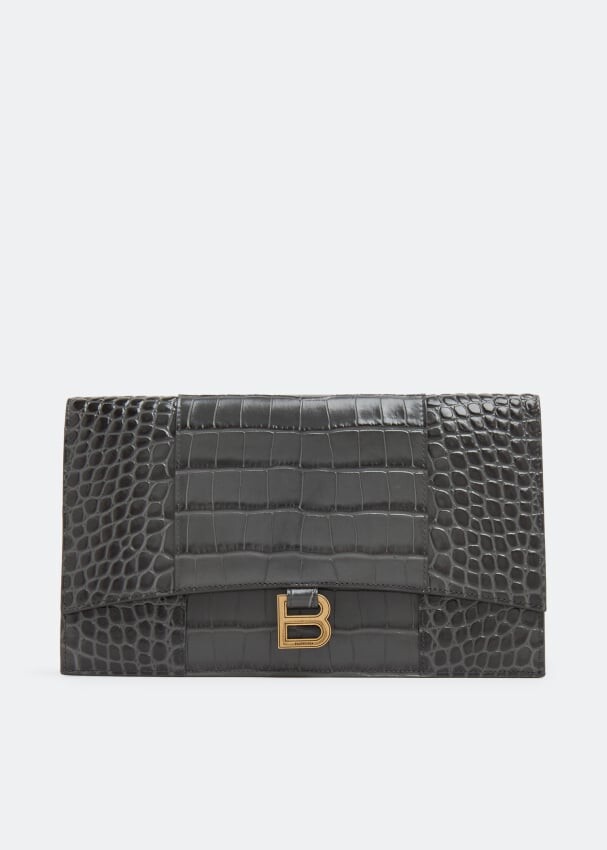 

Сумка BALENCIAGA Hourglass flat pouch, серый