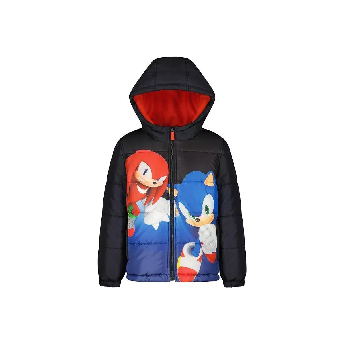 Детское пальто-пуховик утепленное с капюшоном Sonic the Hedgehog Sega, Black Sonic And Knuckles