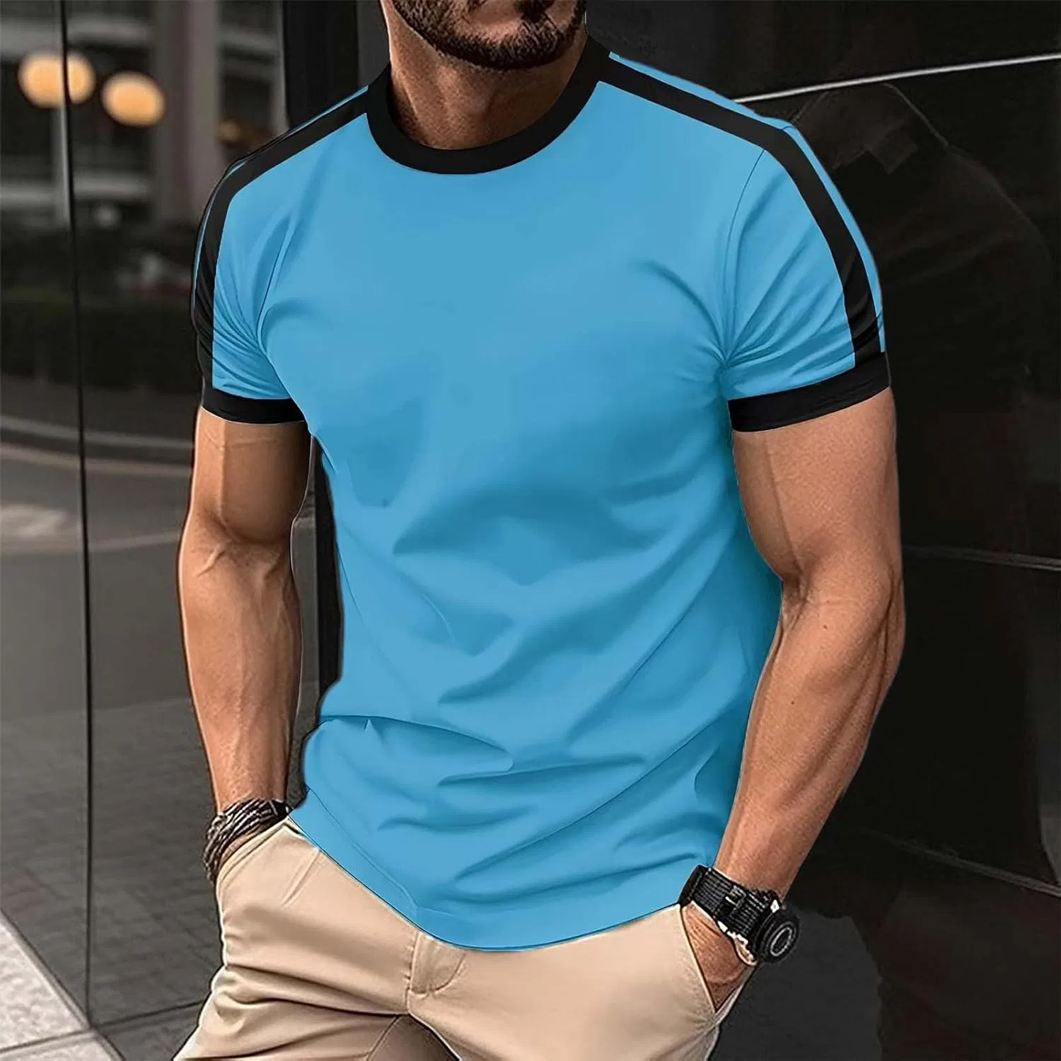 Мужская облегающая тренировочная футболка Athletic Training, Blue — фото 2