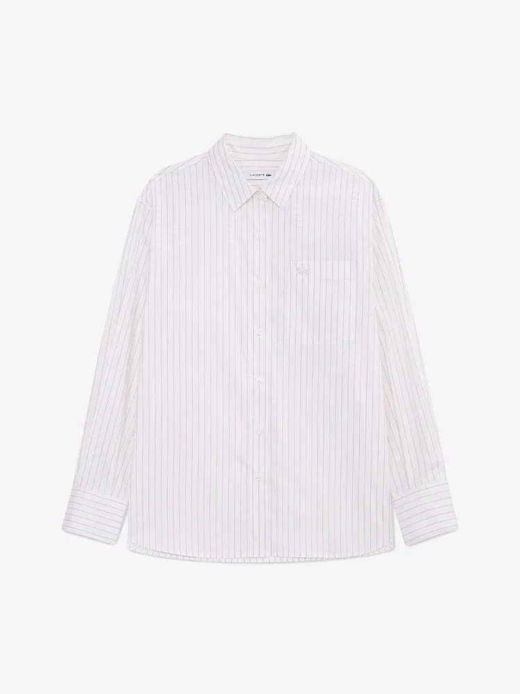 Рубашка LACOSTE CF292E-55N полосатая, женская, хлопковая, белая — фото 4