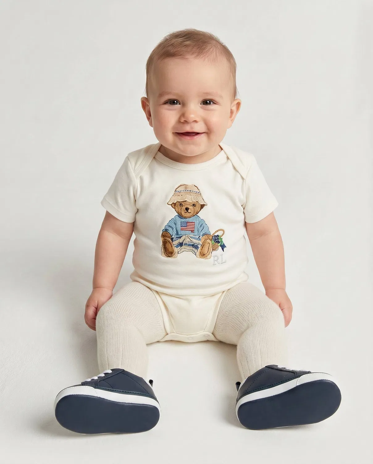 Комплект боди с длинным рукавом Polo Ralph Lauren, ecru — фото 2