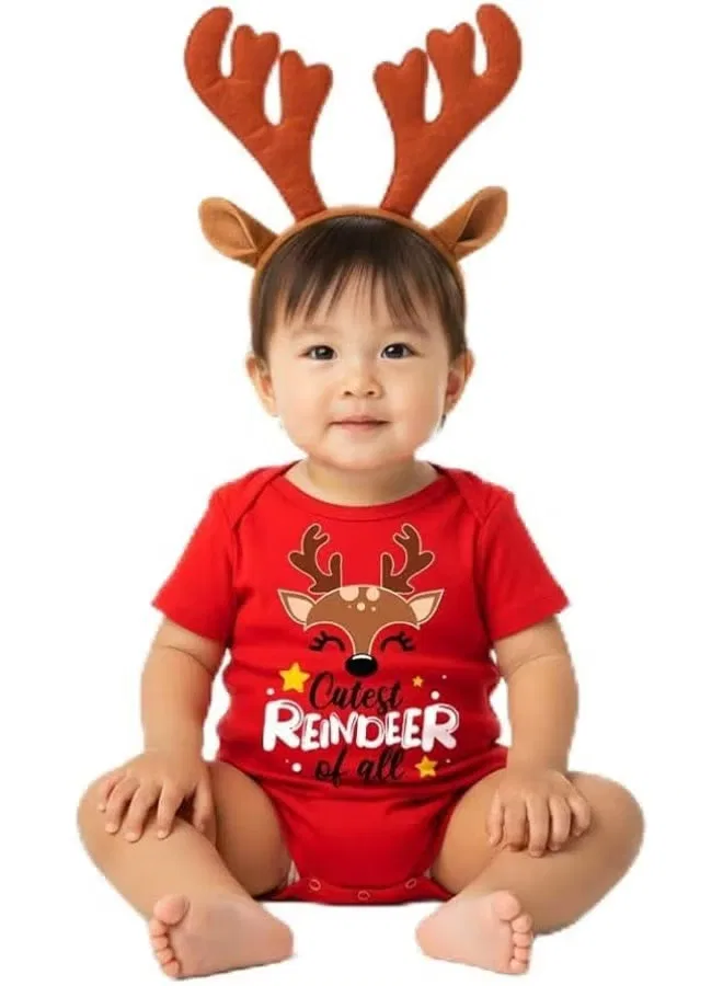 Боди-комбинезон с новогодним принтом Cutest Reindeer of All Sitara Fashions, красный