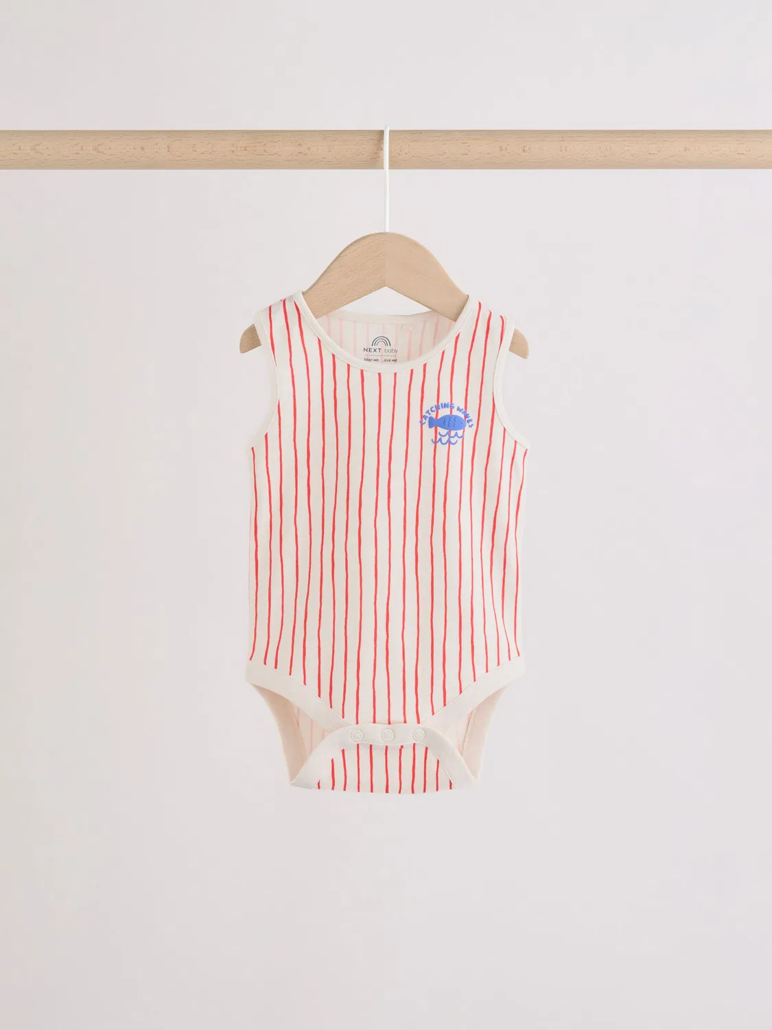 Комплект боди для мальчиков, 5 шт., полоска, Navy/Red Stripe Next — фото 3