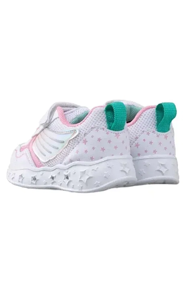 Детские кроссовки для девочек со светодиодами Wisco Pabuç Ailesi, White Pink — фото 3