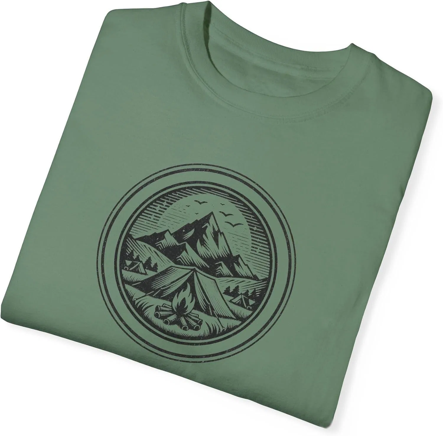 Мужская футболка с графическим принтом гор и леса Comfort Colors, Light Green — фото 2