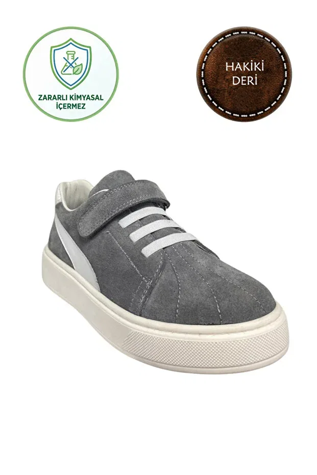 Детские туфли для девочек ортопедические Şenler Bebe World Kids, Gray Suede Cover White — фото 2