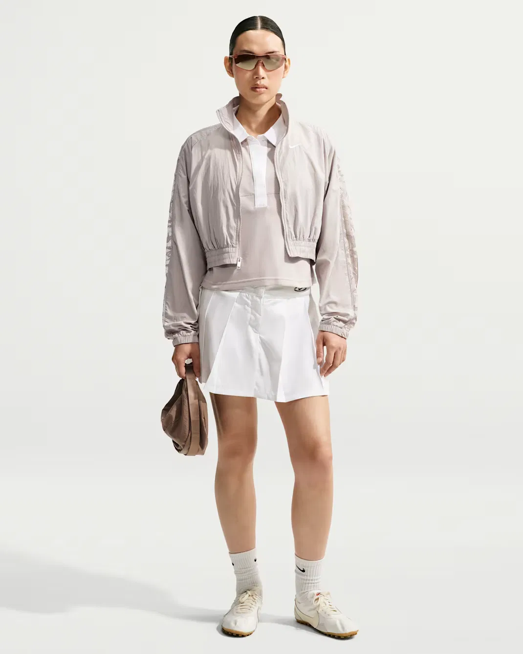 Женская укороченная спортивная куртка с кружевом Nike Sportswear, Cream II/Cream II/White — фото 4