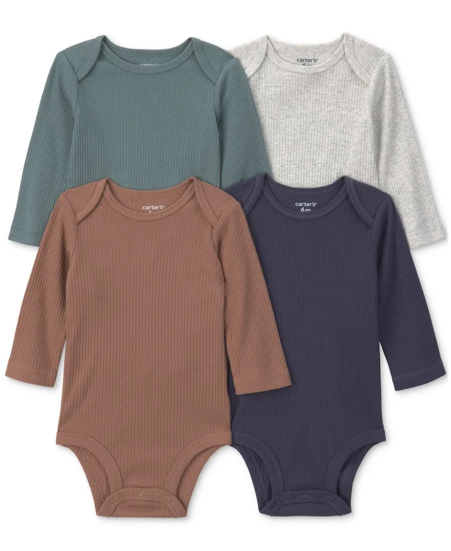 Комплект боди с длинным рукавом, 4 шт Carter's, Green Gray Brown Blue