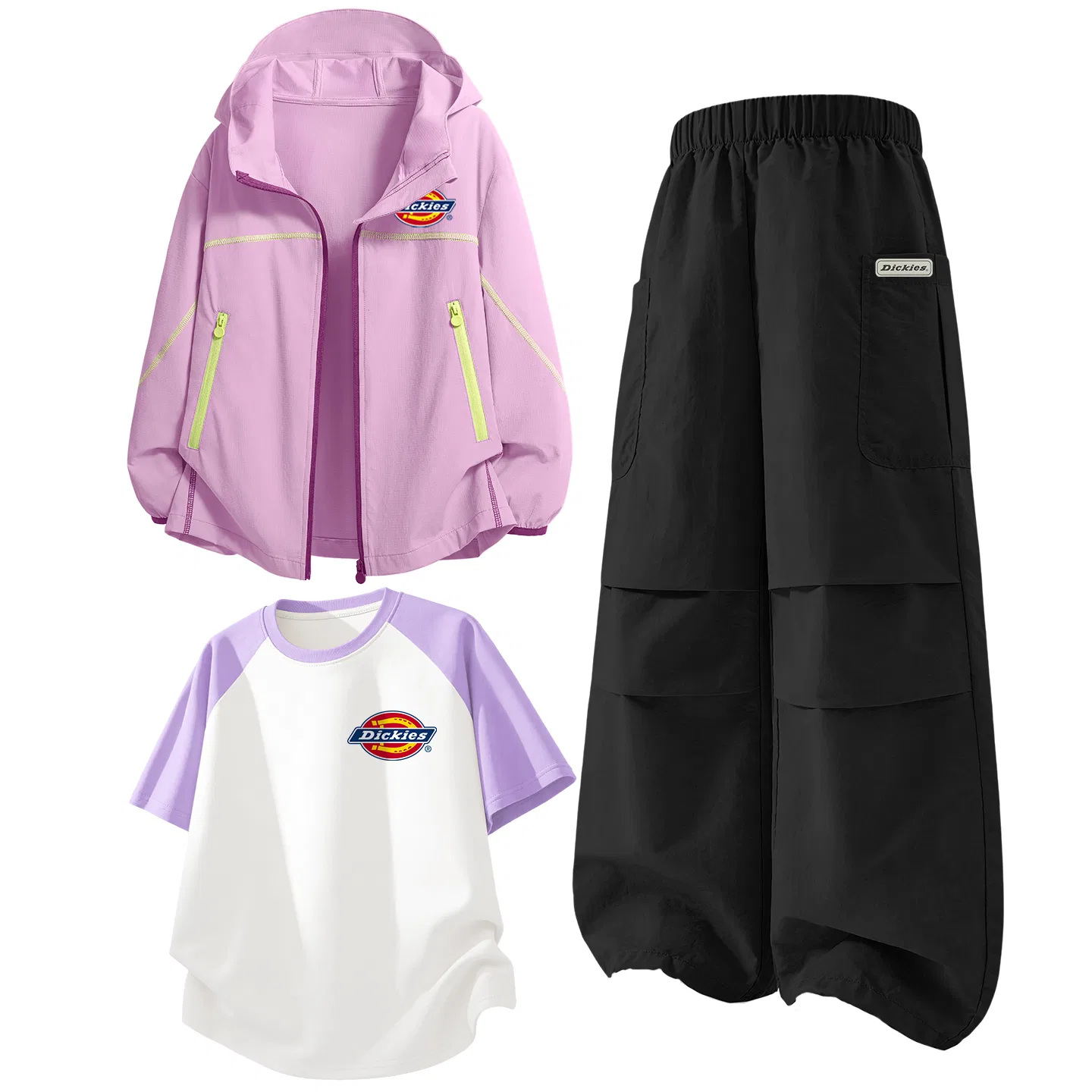 Детский комплект из футболки и шорт с защитой UPF50+, модель Standard K, Dickies, Purple White — фото 4