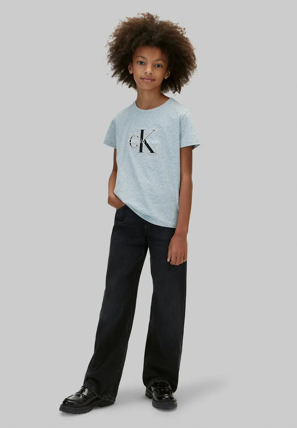 Детская футболка с фирменным логотипом - футболка с принтом Calvin Klein Jeans, Grey Heather
