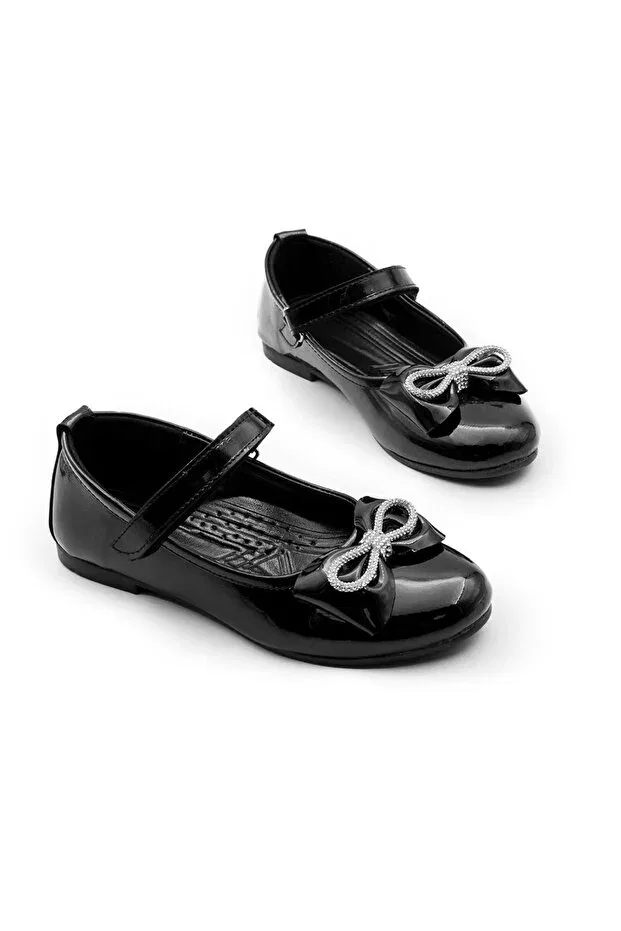 Детские балетки для девочек с бантом Lucky Collection, Black